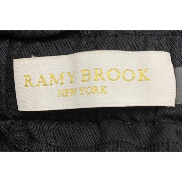 RAMY BROOKS Women Allyn Pants Satin Paperbag Elastic Tie Waist Sz M Black 3-50 - Picture 9 of 12